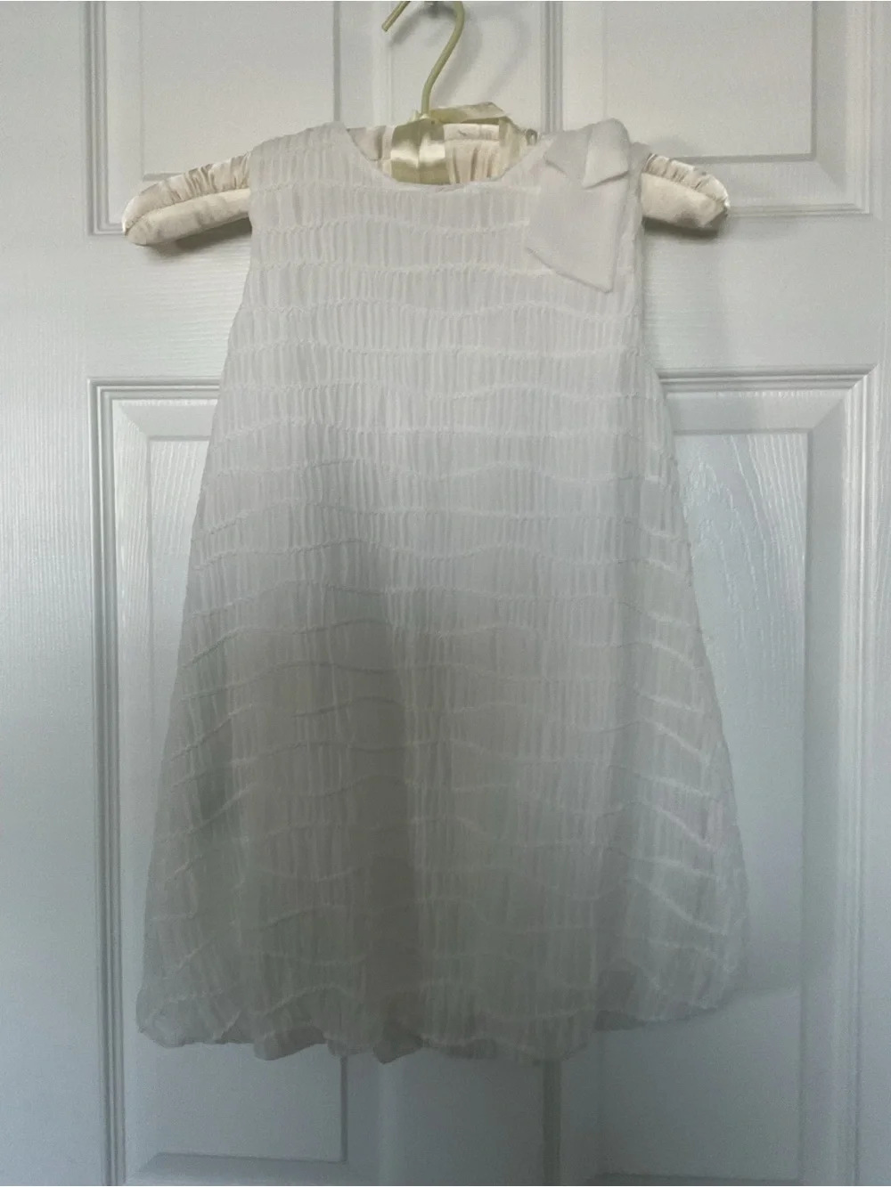 Mayoral White Textured Sleeveless Dress with Bow Accent NEW